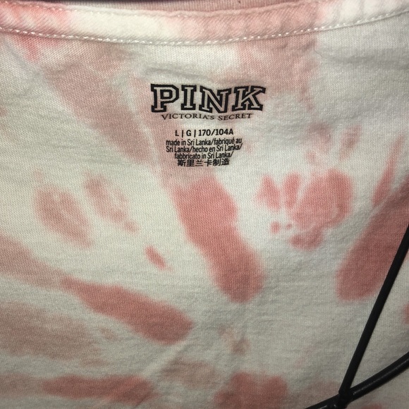 Pink Victoria’s Secret tie dye crop top cinch waist pink size large T-shirt top - Picture 4 of 6
